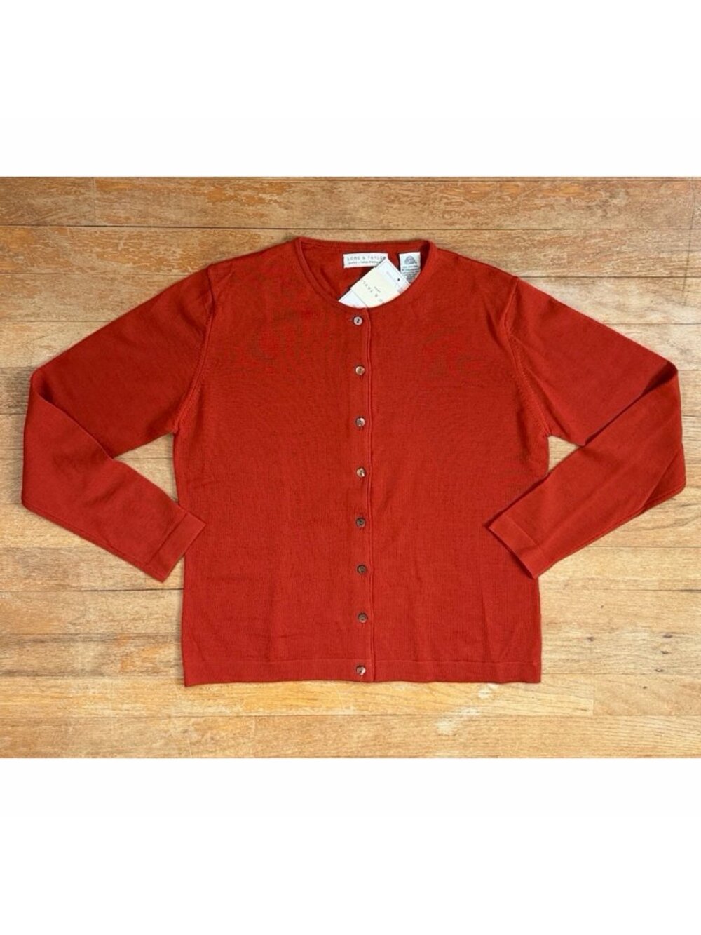 Vintage Italian Merino Wool Cardigan Sweater Size Medium Petite 90s Rust Red